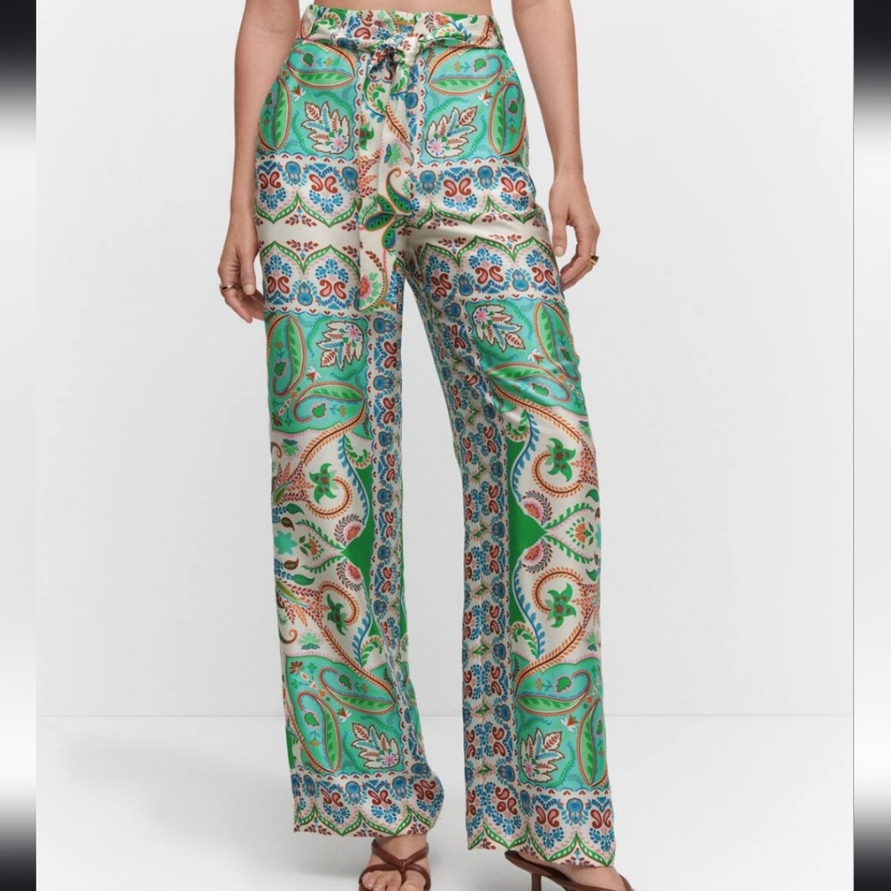 Mango Multicolor Paisley Print Trousers